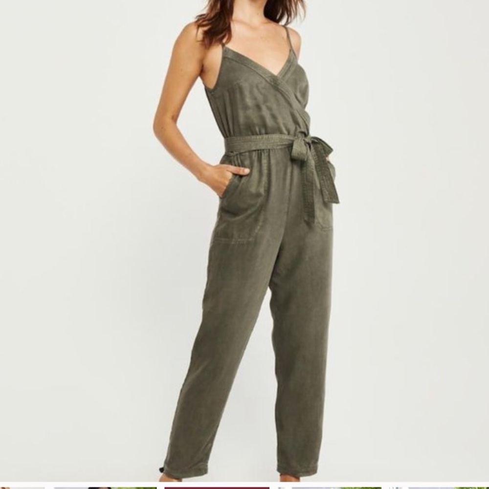 V neck tie front jumpsuit